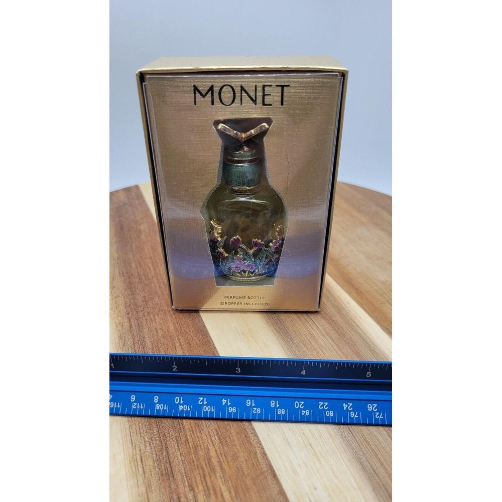 Monet Glass With Enamel Perfume Bottle With Dropper NIB‎ Butterfly Stopper